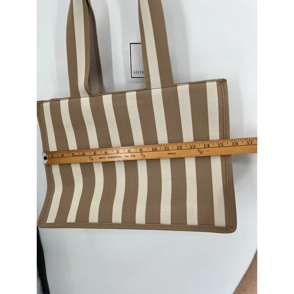Shiraleah Chicago Isla Boxy‎ Tote Bag Tan Cream Striped Canvas NWT Beach Summer